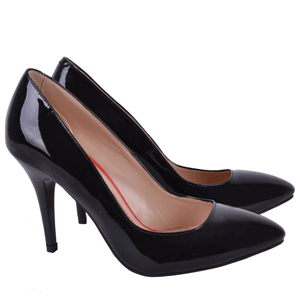 Pantofi Stiletto din piele naturala lucioasa de culoare neagra