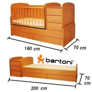 Patut transformabil cu mobilier si saltea