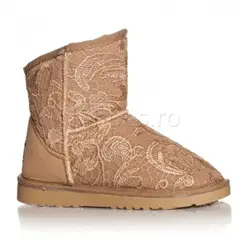 Cizme brodate imblanite stil UGG de iarna