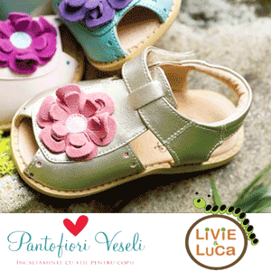 Sandalute de calitate model cu floricele din piele naturala Livie and Luca