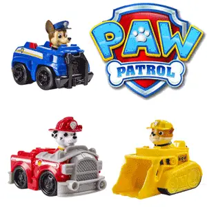 Figurine si jucarii Paw Patrol: Marshall Pompierul, Rubble Catelul constructor, Chase Catelul politest, Skye catelul aviator, Rocky catelul care recicleaza, Zuma catelul acvatic si Ryder