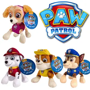 Jucarii de plus, catelusii Paw Patrol. Polist, pompier sau mecanic hase, Rocky, Marshall, Skye, Zuma, si Rubble