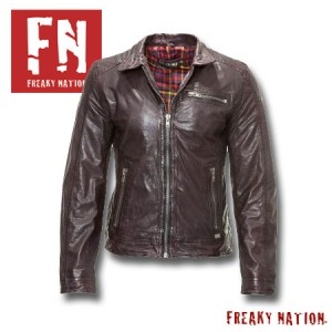Geaca de Piele Barbati Freaky Nation Maro inchis Red One Geaca de Piele Barbati Freaky Nation Maro inchis Red One