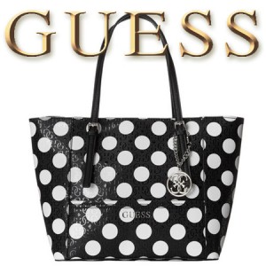 Geanta GUESS Delaney Small Classic Tote Dots Black and White