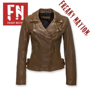 Geaca de Piele Dama Freaky Nation Maro Taxi Driver Slim Fit Biker Punk Rock Geaca de Piele Dama Freaky Nation Maro Taxi Driver Slim Fit Biker Punk Rock