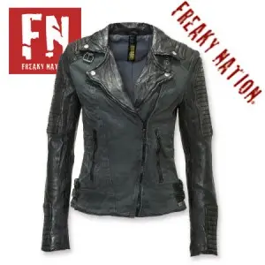 Geaca de Piele Dama Freaky Nation Negru-Gri New Face Geaca de Piele Dama Freaky Nation Negru-Gri New Face