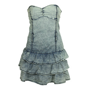 Rochie albastra denim cu volanase Tally Weijl Xerre Blue