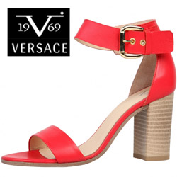 Sandale inalte Versace V1969 Lilas rosii din piele naturala