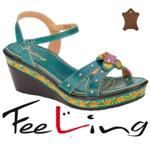 Sandale verzi din piele pentru femei Feeling