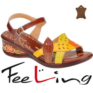 Sandale lejere din piele maro Feeling