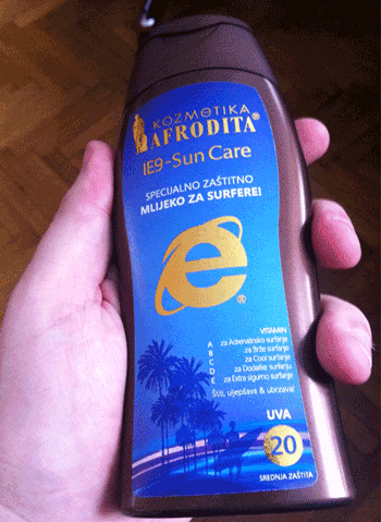 Funny Fakes Internet Explorer 9 Sunscreen