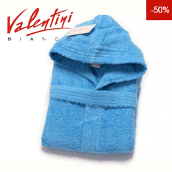 Halate de baie din bumbac gros Valentini Bianco pentru copii culoare bleu