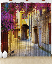 Draperie 3D Traditional Mediterranean street with a cat