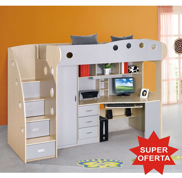 [SALE] KRING KUL Dormitor multifunctional pat supraetajat, birou si dulap pentru copii