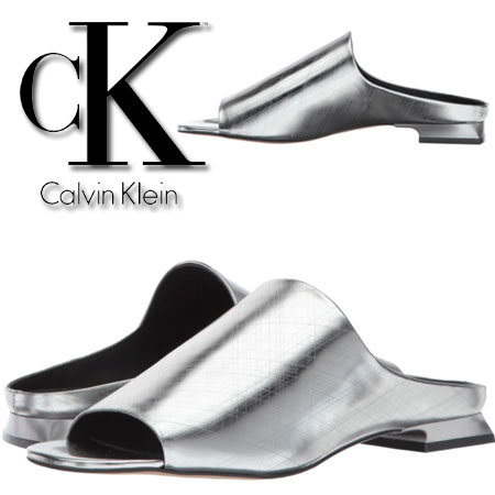Sandale argintii lucioase Calvin Klein Mabel Femei