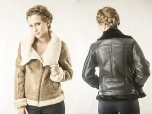 Cojocel scurt tip biker din piele cu blanita